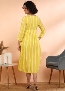 Vestido Amarillo a Rayas de Rayón para Mujer, Corte en A, Estilo Moderno, Secado Rápido, Ideal para Fiestas de Verano, Uso Diario, al Mejor Precio - Product Image 5