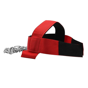 Cowhide <b>Leather</b> Weight Lifting Neck Training Fitness Equipment Padded Head <b>Harness</b> with D Ring Steel Chain Exercise Head Strap - Product Image 3