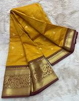 Sari en Georgette Star avec broderie multithreads et travail de sequins, style de créateur pour soirée, chemisier contrastant, style féminin