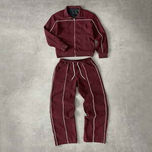 Ensemble de survêtement bleu marine pour homme, veste à col montant zippée et pantalon de jogging, style sportif streetwear - Product Image 4