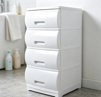 Meuble de rangement empilable à 4 niveaux en PP blanc, style nordique, pour chambre d'enfant, commode, tour de rangement pour vêtements et jouets