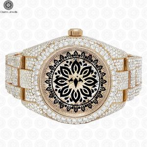 Montre de luxe pour homme Charm Jewels, boîtier en acier inoxydable de 40 mm, incrustée de diamants, mouvement mécanique analogique, date automatique, bouton poussoir - Product Image 2