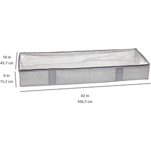 Sacchi portaoggetti in tessuto con cerniera per sotto il letto, con finestra e maniglie, confezione da 2, 18 x 42 x 6 pollici, grigio - Product Image 4