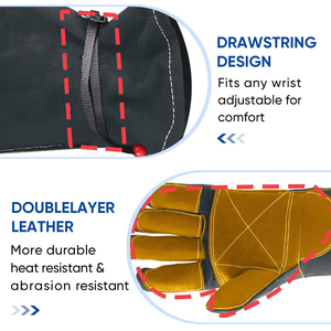 Custom Made Design Heavy Duty Kevlar Stitch Cow Split Leather Welding <b>Gloves</b> Fireproof Cotton Liner for Work and Heat Protection - Product Image 4