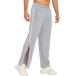Pantalon de survêtement bleu marine pour homme avec bande latérale blanche, taille élastique, coupe décontractée, respirant, en maille - Product Image 3