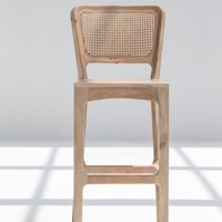 Tabouret de bar en bois Vandana Falcon Lunaris avec assise confortable pour cuisines et bars modernes