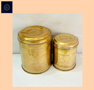 Classic Antique Brass Kitchen Canisters Handles Moisture-Proof Freshness Preservation Flip Top <b>Lid</b> Handcrafted Metcraft BCSF39 - Product Image 3