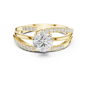 Anillo de compromiso clásico minimalista de oro amarillo de 14 quilates con diamante cultivado en laboratorio, anillo de diamantes Eterna Twist, anillo de diamantes entrelazados atemporales - Product Image 1