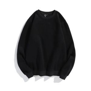 OEM Custom Logo <b>Black</b> Oversized Men's Crew Neck Sweatshirts <b>Black</b> Gray Long Sleeve Casual Pullover Hoodies - Product Image 1
