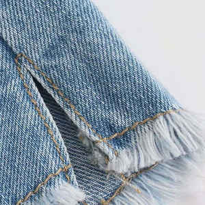 Shorts en jean déchirés pour homme, taille mi-haute, ourlet déchiré, décontracté d'été, séchage rapide, respirant, écologique, 100% coton, couleur unie - Product Image 2