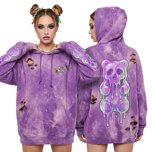 Sudadera con Capucha Tie Dye Multicolor para Mujer, Teñida a Mano, Estilo Estético, Oversize, Vibrante, Streetwear, Estilo Hippie - Product Image 3