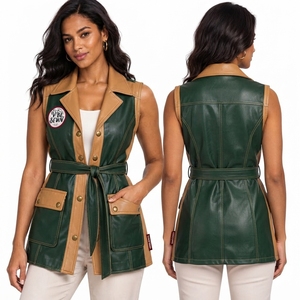 Chaleco de Cuero para Mujer, Acabado Liso, Ajuste Cómodo, Estilo Urbano Moderno, OEM Personalizado, Chaqueta sin Mangas de PU - Product Image 4