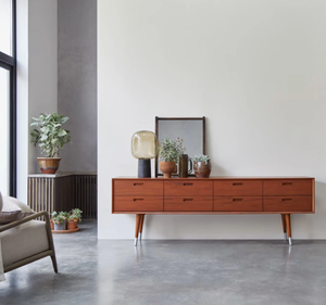 Aparador Largo de Madera Maciza Estilo Moderno de Mediados de Siglo, con Múltiples Cajones, Minimalista, para Comedor, Hotel, Sala de Estar - Product Image 2