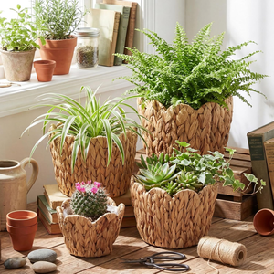 Handwoven Natural Water Hyacinth Decorative <b>Plant</b> Pot with Plastic Liners Woven <b>Basket</b> Planters <b>for</b> Home Garden from Vietnam - Product Image 3