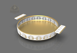 Plateau de service de luxe en métal avec cloche, écologique, exportation indienne - Product Image 2