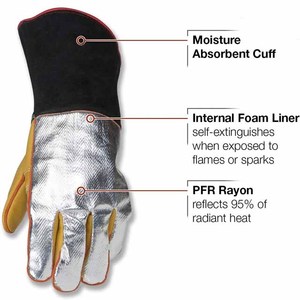 Gants de soudage en cuir de vache, gants de soudeur haute performance, gants de construction résistants aux flammes, gants de soudage robustes - Product Image 2