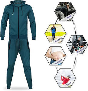 Survêtement de jogging personnalisé pour hommes, coupe slim, 100 % polyester, sweat-shirts et pantalons à fermeture éclair, ensembles de survêtements pour hommes - Product Image 5