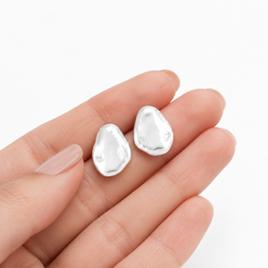 Boucles d'oreilles clous en argent sterling 925, design minimaliste en forme de galet, unisexe, cadeau de fête, à porter au quotidien - Product Image 3