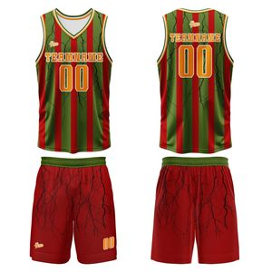 Uniforme de Baloncesto Rojo y Verde, Diseño Ligero, Flexible y Transpirable, Estilo Urbano - Product Image 5