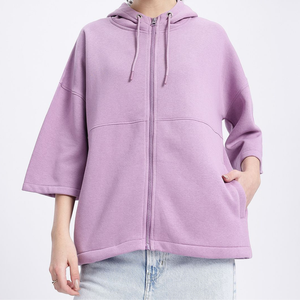 Sweat à capuche zippé décontracté pour femme, coupe ajustée, confortable, bleu ciel, respirant, avec cordon de serrage, 100 % coton molletonné, hiver automne - Product Image 4