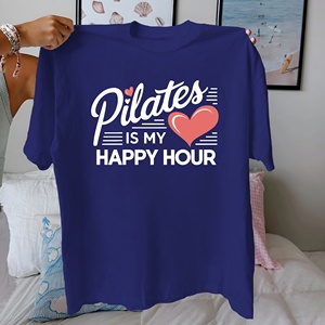 พิลาทิสคือชั่วโมงแห่งความสุขของฉัน เสื้อยืดผู้หญิงผ้าฝ้าย 100% พิมพ์ลายลำลอง ใส่สบาย - Product Image 3