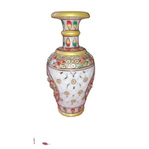 Jarrón Decorativo de Mármol Hecho a Mano con Diseño Meenakari, Estilo Art Deco, Ecológico, Ideal para Regalos de Boda, Diwali, Jubilación, Pintado a Mano - Product Image 1