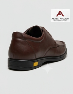 Chaussures habillées Derby en cuir marron foncé de qualité supérieure pour hommes, à lacets, avec surpiqûres style mocassin, élégantes pour le bureau et les occasions formelles - Product Image 3
