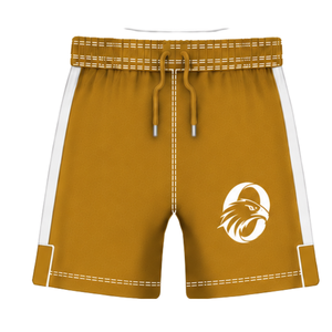 Ensemble uniforme de rugby à manches courtes blanc et marron doré, maillot de rugby rayé à col rond, short à cordon de serrage, performance athlétique pour équipe - Product Image 4