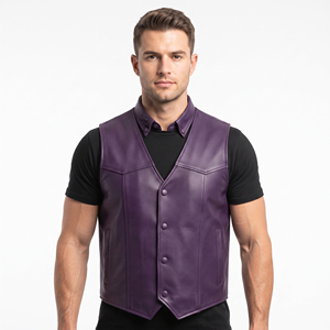 Chaleco de Cuero Genuino para Hombre, Chaleco de Cuero Completo, Chaleco sin Mangas para Motociclismo - Product Image 2