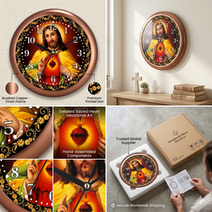 Horloge murale personnalisée imprimée avec la phrase « Jésus bénisse notre maison » pour Noël et la fête des mères - Product Image 2