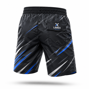 Shorts de plage noirs pour hommes, séchage rapide, personnalisés |   Maillots de bain sublimés |   Maillot de bain léger en polyester avec taille élastique - Product Image 3