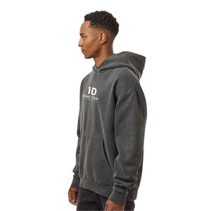Men Pigment Black Heavyweight Pullover Hoodie, Premium <b>Thick</b> <b>Fleece</b> Sweatshirt, Casual Oversized Hooded Top for Winter Comfort - Product Image 6