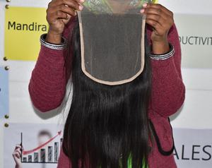 Extensions de cheveux humains vietnamiens vierges naturels assortis à la dentelle suisse 7*7 fermeture cuticule droite du temple alignée sans produit chimique - Product Image 4