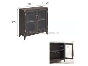 Moderno Mueble de Almacenamiento de Madera Maciza con Doble Puerta y Vidrio, Hecho a Mano en Rajasthan, para Sala de Estar - Product Image 5