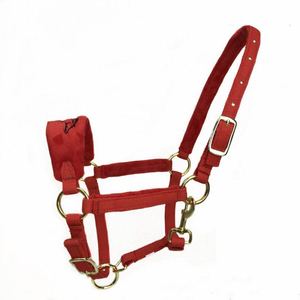 Cabestro de nailon azul para caballo con acolchado marrón y hebillas metálicas para montar y entrenar - Product Image 4