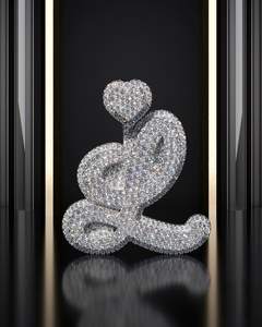 Colgante de Hip Hop Personalizado con Letra, Chapado en Plata 925, con Diamantes de Laboratorio y Moissanita, Colgante con Iniciales o Nombre para Hombre - Product Image 3