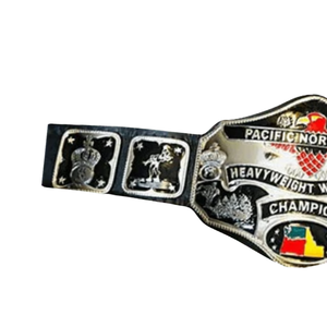 Cinturón de Campeón de Lucha Libre de Peso Pesado del Pacífico Noreste, Plateado con Diseño Colorido, Correa Negra, Cinturones de Título Coleccionables - Product Image 3