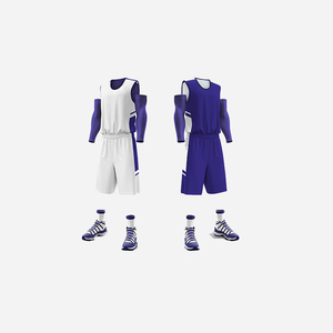 Custom Sublimation Basketball Uniform Reversible Jersey Set <b>Long</b> <b>Sleeve</b> <b>Vest</b> Shorts Team Sports Kit - Product Image 2