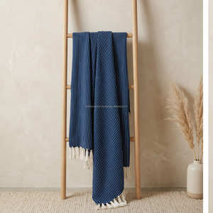 OEM Blush Pink Cotton Striped Throw <b>Blanket</b> Minimalist Woven Couch Cover Manufacturer B2B Bulk Export - Product Image 6