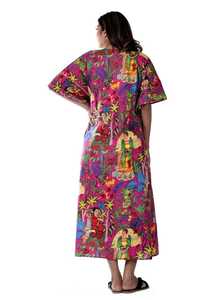Robe tunique kaftan en coton faite à la main, style Kahlo, paréo de plage, coupe décontractée, vêtements bohèmes pour femmes - Product Image 4