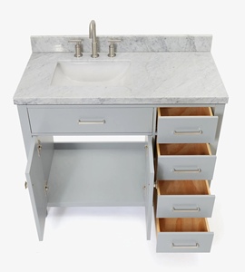 Meuble sous-vasque de salle de bain Hannah 43 pouces à évier décalé à gauche, directement de l'usine, 2 options de finition, fabriqué au Vietnam - Product Image 5