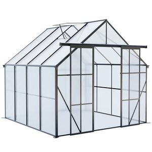 Serra in Policarbonato 8x8 FT con Doppia Porta, Base Rialzata in Alluminio Rinforzato, per Giardini Esterni e Cortili - Product Image 4