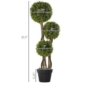 Sfera Tripla di Bosso Artificiale Verde Chiaro per Decorazioni Interne/Esterne 35,5 Pollici - Product Image 3