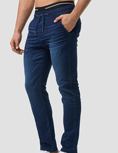 Jeans en denim stretch décontractés pour hommes, coupe droite, style streetwear, respirants, délavés, bleu et noir, collection printemps, vente en gros - Product Image 6