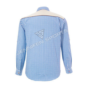 เสื้อเชิ้ตผู้ชายสีขาว+เทา+น้ำเงิน สำหรับงานเทศกาลอ็อกโทเบอร์เฟสต์ ปี 2026 ลายเยอรมันดั้งเดิม ปักลาย  ผ้าฝ้ายลายตาราง  สำหรับเด็กผู้ชาย  งานดนตรี ปาร์ตี้ - Product Image 5
