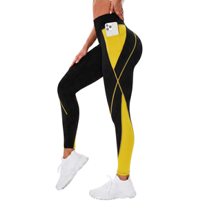 Womens High Waist Color Block Yoga <b>Leggings</b> <b>with</b> Side <b>Pocket</b> Stretch Gym Fitness Running Ankle Length <b>Workout</b> Pants - Product Image 1