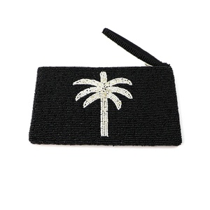 Pochette à Monnaie Brodée de Perles, Motif Palmier Fait Main, Style Personnalisable, Vente en Gros pour Boutiques et Magasins - Product Image 1