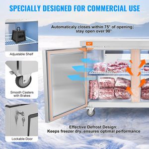 Stazione di Preparazione Alimenti Refrigerata Commerciale in Acciaio Inox da 48 Pollici, 12,9 Cu. Ft. Attrezzatura da Cucina Commerciale per Sandwich Congelati Ft Frozen - Product Image 6