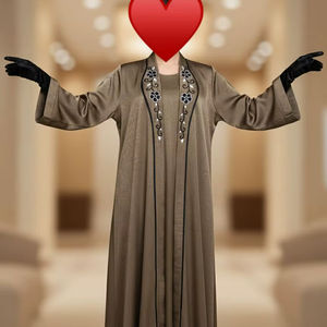 Precioso vestido de fiesta con burka de cotón de trabajo manual elaborado y dupatta negra, vestido musulmán, abaya de lujo, hiyab recto. - Product Image 1