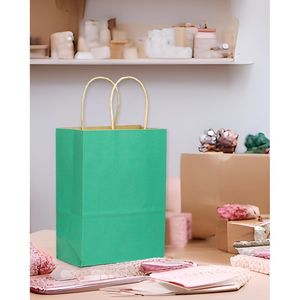 Sacchetti Regalo in Carta Verde Menta, Confezione da 32 Pezzi, con Manici, 19,3x12x26,7 cm, Misura Media, Multiuso - Product Image 2